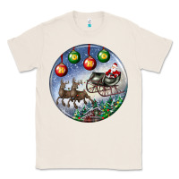 Natural santa claus with deer christmas ornament Classic Tee - BundleAndBundleShop