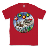 Red santa claus with deer christmas ornament Classic Tee - BundleAndBundleShop