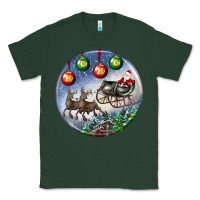 Sports Green santa claus with deer christmas ornament Classic Tee - BundleAndBundleShop