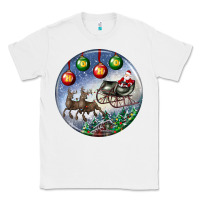 White santa claus with deer christmas ornament Classic Tee - BundleAndBundleShop