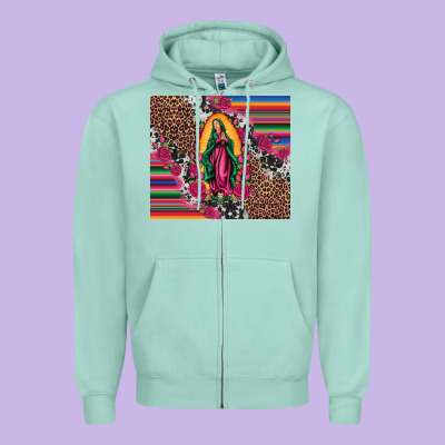 Our Lady Of Guadalupe Serape Background Tumbler Zipper Hoodie Designed By Artiststas