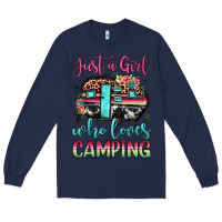 Navy just a girl who loves camping Long Sleeve Tee - JahusDesignShop