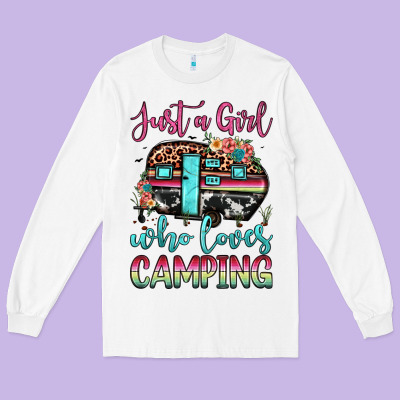Just A Girl Who Loves Camping Long Sleeve Tee Designed By Jahusdesignshop