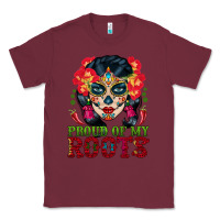 Burgundy sugar skull woman proud of my roots Classic Tee - BundleAndBundleShop