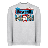 Heather Grey baseball mini with leopard Heavyweight Sweatshirt - Zillion Design Studio