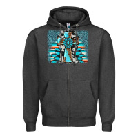 Charcoal Heather cross gemstone background Zipper Hoodie - AdoDesignShop