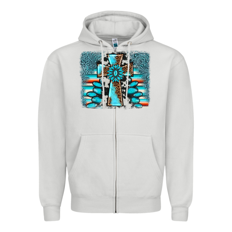Cross Gemstone Background Zipper Hoodie by AdoDesignShop | Teevron