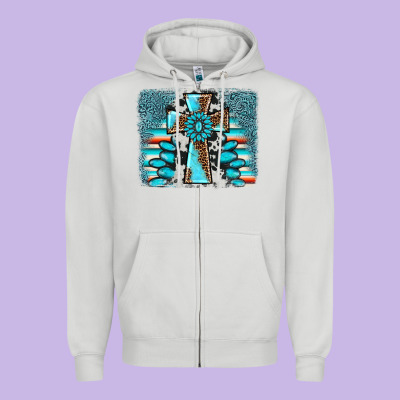 Cross Gemstone Background Zipper Hoodie Designed By Adodesignshop