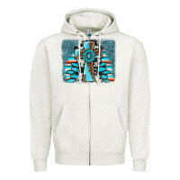Oatmeal Heather cross gemstone background Zipper Hoodie - AdoDesignShop