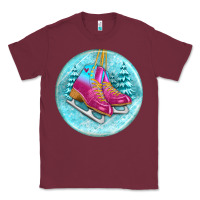 Burgundy ice skate christmas ornament Classic Tee - BundleAndBundleShop