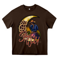 Chocolate Brown stay wild moon cowgirl Heavy Core Tee - RacoonDesign