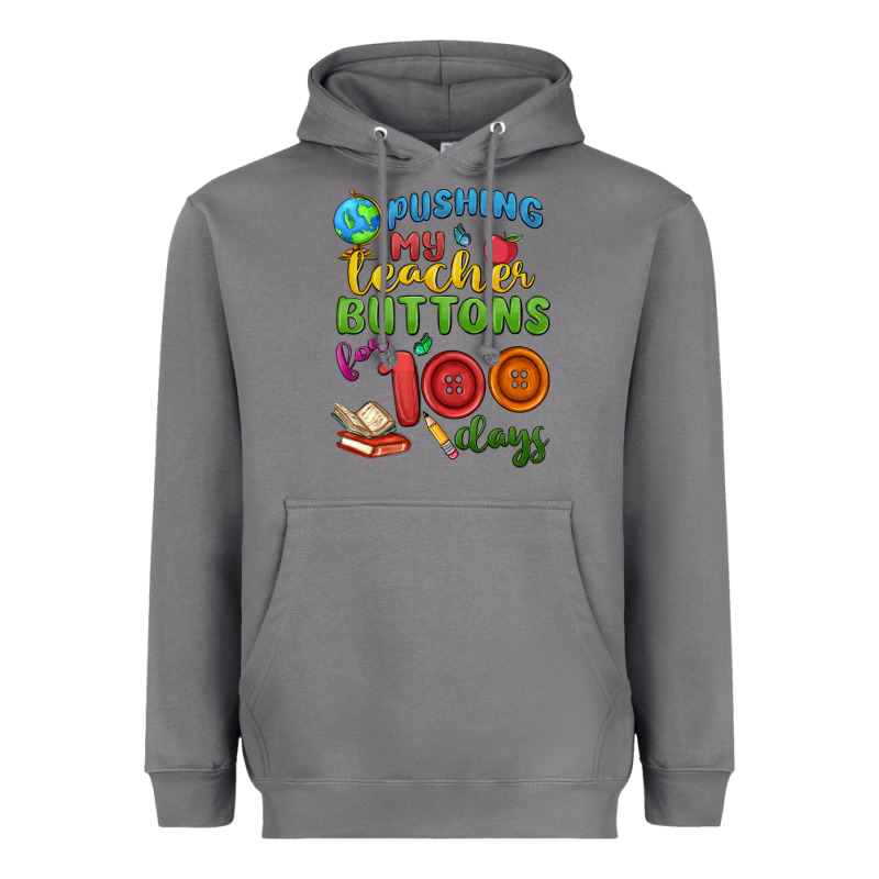 Pushing My Teacher Buttons For 100 Days Heavyweight Hoodie by MaliasSmallBusiness | Teevron