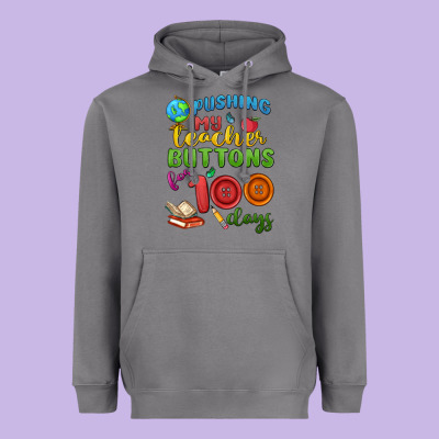Pushing My Teacher Buttons For 100 Days Heavyweight Hoodie Designed By Maliassmallbusiness