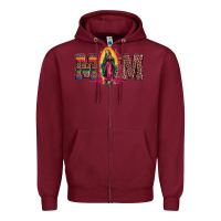 Burgundy mom our lady of guadalupe Zipper Hoodie - Artiststas