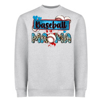 Heather Grey baseball mama with leopard Heavyweight Sweatshirt - Zillion Design Studio