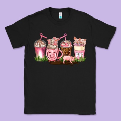 Pig Coffee Cups Classic Tee Designed By Adodesignshop