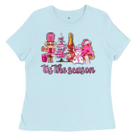 Baby Blue tis the season pink christmas Ladies Tee - AdoDesignShop