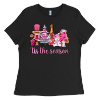 Black tis the season pink christmas Ladies Tee - AdoDesignShop