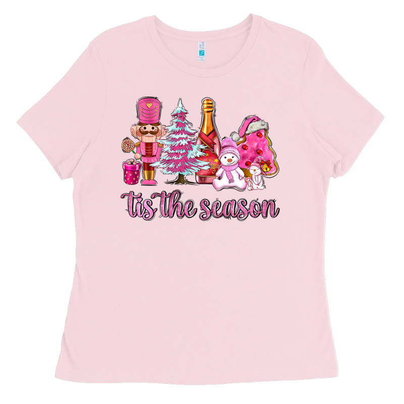 Tis The Season Pink Christmas Ladies Tee by AdoDesignShop | Teevron