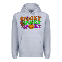 Heather Grey spooky with lightning bolt Premium Hoodie - BundleAndBundleShop