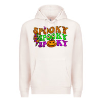 Pale Pink spooky with lightning bolt Premium Hoodie - BundleAndBundleShop