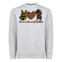 Heather Grey peace love dachshund Heavyweight Sweatshirt - RanaPortraitStore