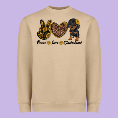 Peace Love Dachshund Heavyweight Sweatshirt Designed By Ranaportraitstore