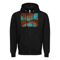 Black turquoise glitter leopard background Zipper Hoodie - AdoDesignShop