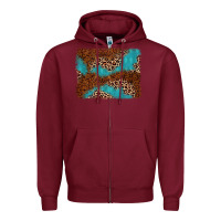 Burgundy turquoise glitter leopard background Zipper Hoodie - AdoDesignShop