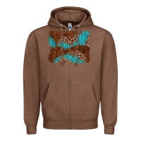 Chestnut turquoise glitter leopard background Zipper Hoodie - AdoDesignShop