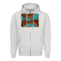 Dove Grey turquoise glitter leopard background Zipper Hoodie - AdoDesignShop