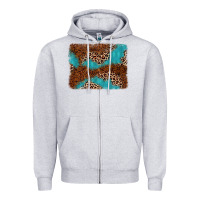 Heather Grey turquoise glitter leopard background Zipper Hoodie - AdoDesignShop