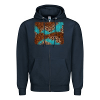 Navy turquoise glitter leopard background Zipper Hoodie - AdoDesignShop