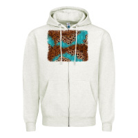 Oatmeal Heather turquoise glitter leopard background Zipper Hoodie - AdoDesignShop