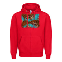 Red turquoise glitter leopard background Zipper Hoodie - AdoDesignShop