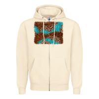 Sandshell turquoise glitter leopard background Zipper Hoodie - AdoDesignShop