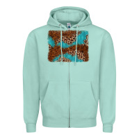 Seafoam turquoise glitter leopard background Zipper Hoodie - AdoDesignShop