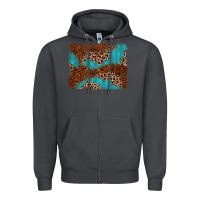 Smoke turquoise glitter leopard background Zipper Hoodie - AdoDesignShop