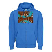 True Royal turquoise glitter leopard background Zipper Hoodie - AdoDesignShop