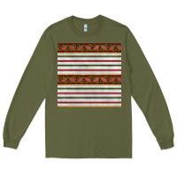 Army Green christmas mistletoe and stripes seamless pattern Long Sleeve Tee - BundleAndBundleShop