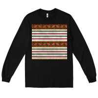 Black christmas mistletoe and stripes seamless pattern Long Sleeve Tee - BundleAndBundleShop