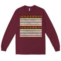 Burgundy christmas mistletoe and stripes seamless pattern Long Sleeve Tee - BundleAndBundleShop