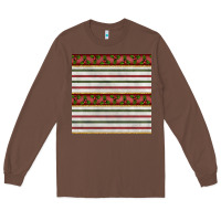 Chestnut christmas mistletoe and stripes seamless pattern Long Sleeve Tee - BundleAndBundleShop