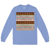 Colony Blue christmas mistletoe and stripes seamless pattern Long Sleeve Tee - BundleAndBundleShop