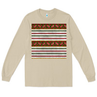 Mushroom christmas mistletoe and stripes seamless pattern Long Sleeve Tee - BundleAndBundleShop
