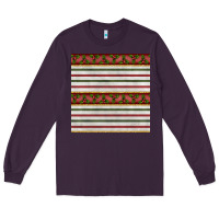 Plum christmas mistletoe and stripes seamless pattern Long Sleeve Tee - BundleAndBundleShop