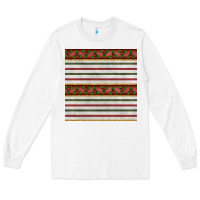 White christmas mistletoe and stripes seamless pattern Long Sleeve Tee - BundleAndBundleShop
