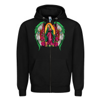 Black mexican flag wings our lady of guadalupe Zipper Hoodie - Artiststas