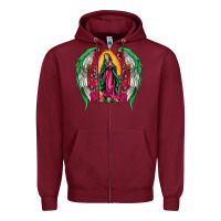 Burgundy mexican flag wings our lady of guadalupe Zipper Hoodie - Artiststas