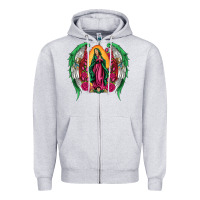Heather Grey mexican flag wings our lady of guadalupe Zipper Hoodie - Artiststas